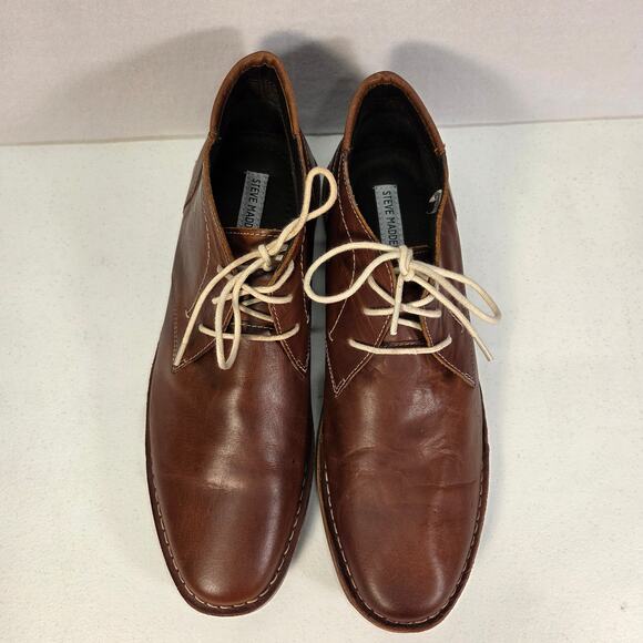 Steve Madden P-Ikon 247 Cognac Leather Chukka Boots Mens 11.5 Lace Up Brown NWOT main image 7